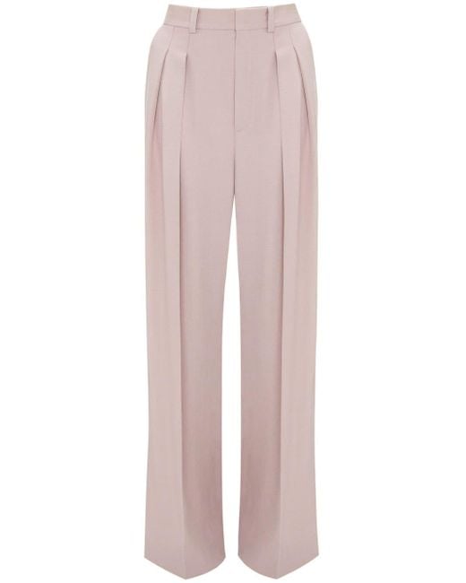Victoria Beckham Pink Double-pleat Wide-leg Trousers