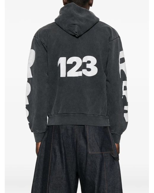 RIVINGTON roi Rebis Black Graphic-Print Zip-Up Hoodie for men