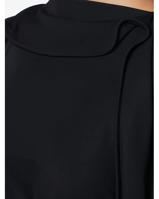 Victoria Beckham Draped Long-sleeve Midi Dress Black