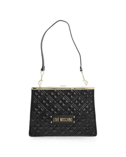 Love Moschino Black Quilted Logo-Plaque Shoulder Bag