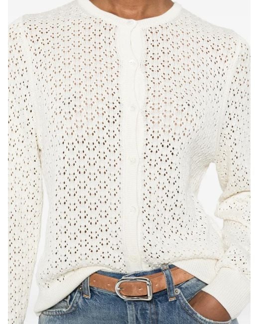 Bompard White Pointelle Button Cardigan