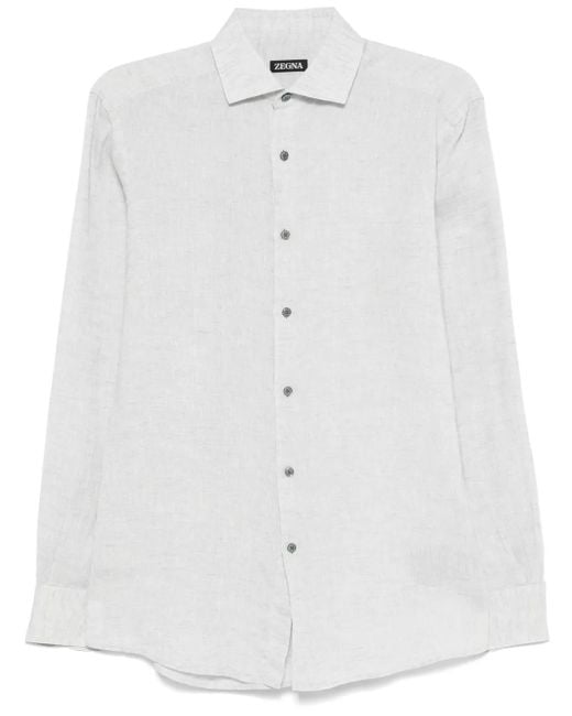 メンズ Zegna リネンシャツ White