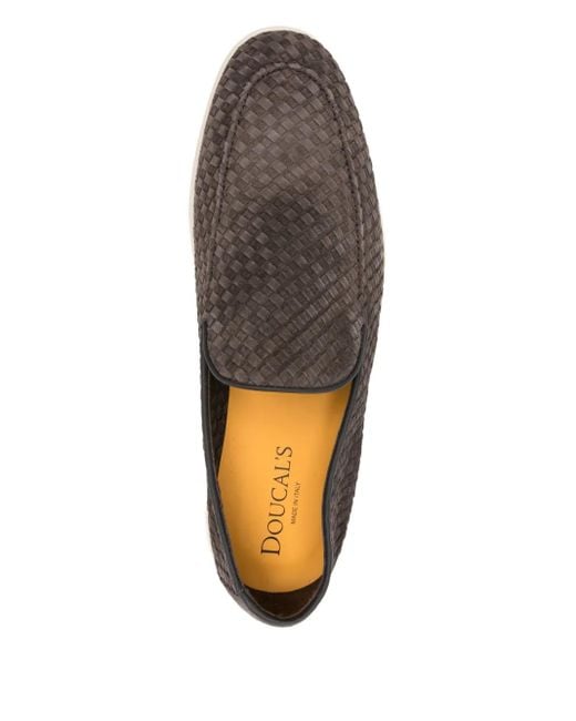 Doucal's Gray Woven Suede Loafers for men