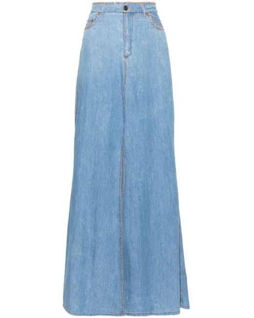 Ermanno Scervino Blue Chain Link-trim Cotton Skirt