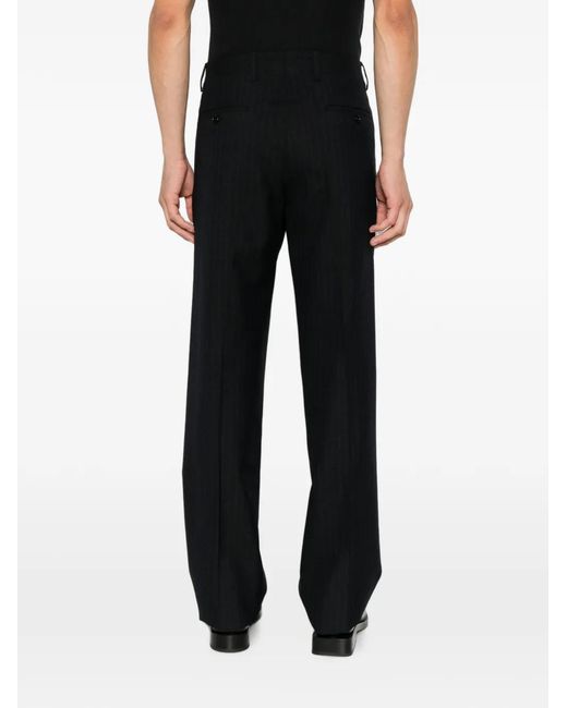 Lardini Black Pinstripe-Pattern Pleated Tailored Trousers for men