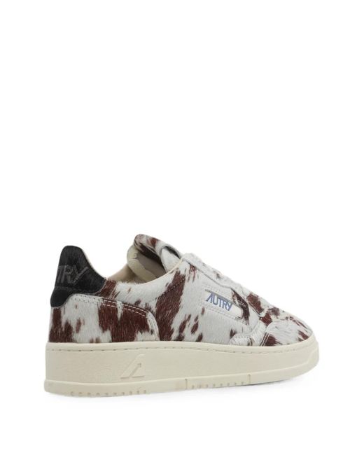 Autry White Medalist Cow-Print Sneakers