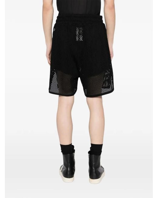 Rick Owens Black Mesh-Knit Drawstring Shorts for men