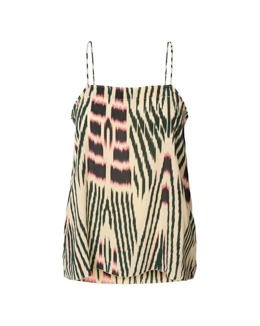 Rabens Saloner White Karis Patterned Tank Top