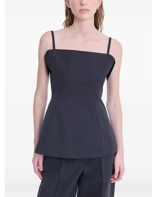 FFORME Black Sola Square-Neck Top