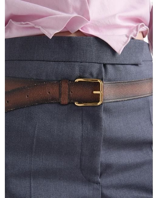 Prada Blue Belt-Print Trousers