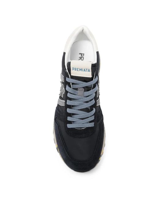 Premiata Black Lander Logo-Patch Sneakers for men
