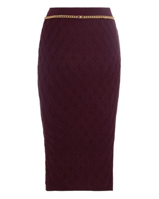 Elisabetta Franchi Purple Geometric-Pattern Skirt