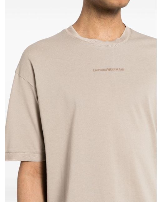 Emporio Armani T-shirt Met Logoprint in het Natural voor heren