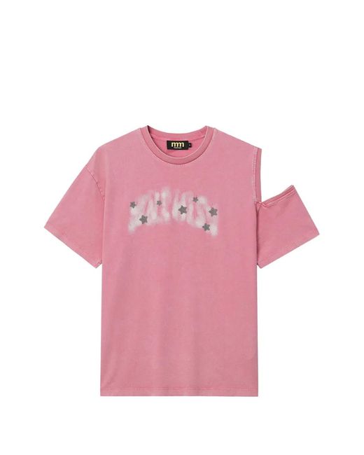 Mini Cream Pink Cut-Out Star-Embellished T-Shirt