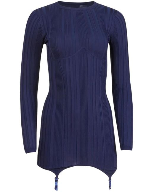 Fleur du Mal Blue Garter Mini Dress