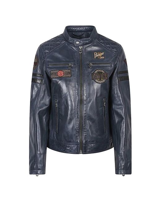 Daytona 73 Blue Veste Matelassée À Effet Brossé