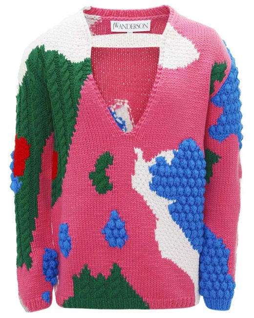 J.W. Anderson Pink Cut-out Crochet Sweater - Men's - Merino for men
