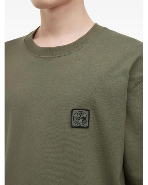 Alpha Industries Green Logo-Patch Cotton T-Shirt for men