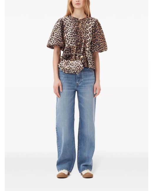 Ganni Metallic Mini Bou Leopard-Print Bag