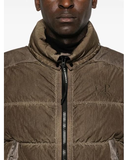 C P Company Brown Eco-Chrome R Hooded Gilet for men