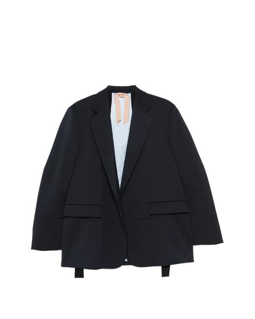 N°21 Blue Notch-Lapels Panelled Jacket