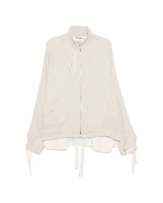 Midorikawa White Zip-Up High-Neck Shirt for men