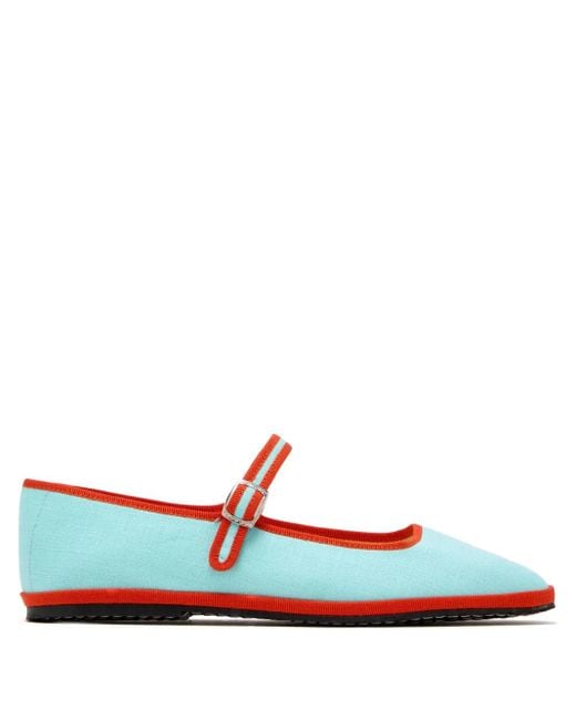 Capulet White Buckle-Strap Ballet Flats