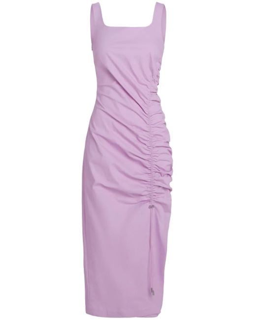 Karl Lagerfeld Purple Gathered-Detail Midi Dress