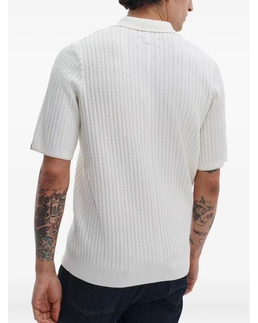 Rag & Bone White Harvey Textured Polo Shirt for men