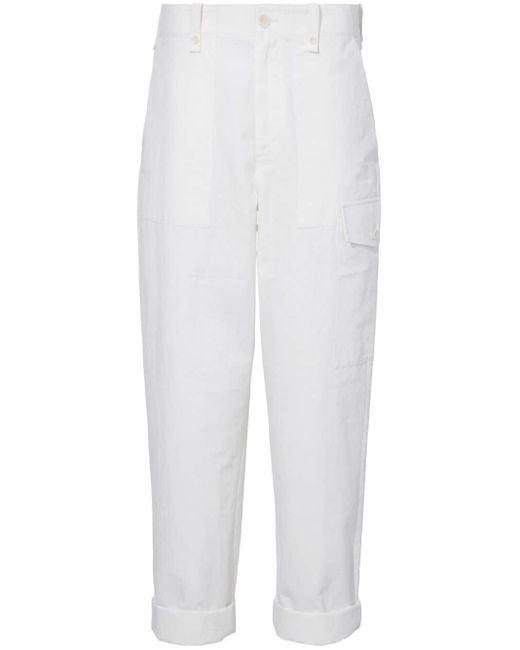 Proenza Schouler White Tapered-leg Cotton-linen Blend Trousers