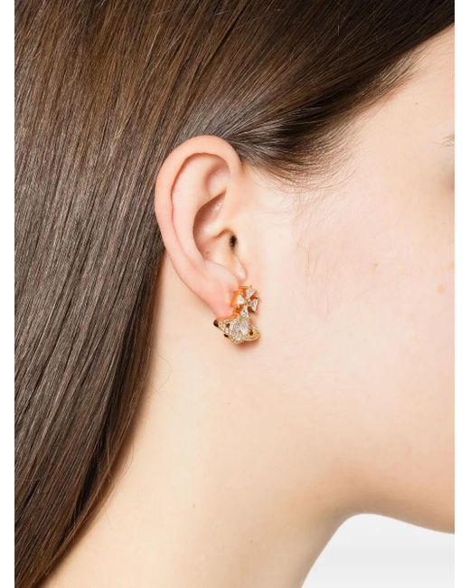 Vivienne Westwood Metallic Orb Cross Cubic Zirconia Earrings
