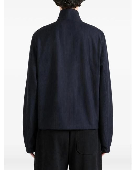 Givenchy Blue Pinstripe-Pattern High-Neck Jacket for men