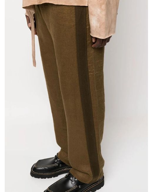 Ziggy Chen Natural Side-Stripe Straight-Leg Trousers for men
