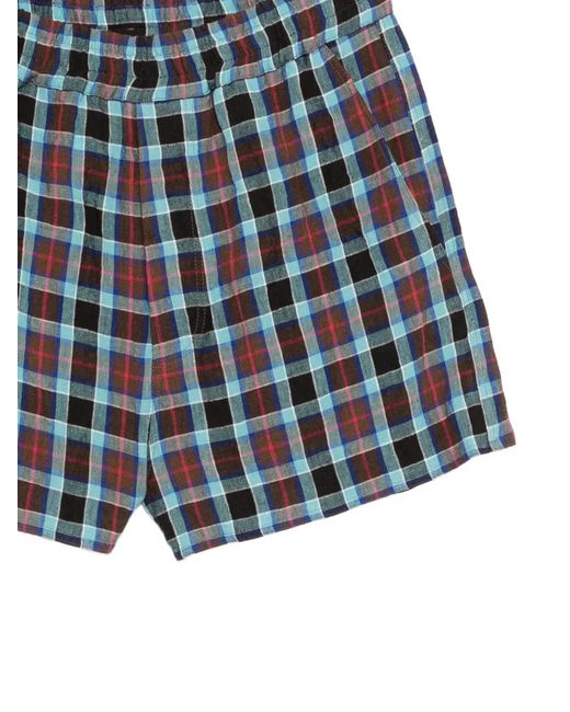 NAMACHEKO Blue Leonida Checked Shorts for men
