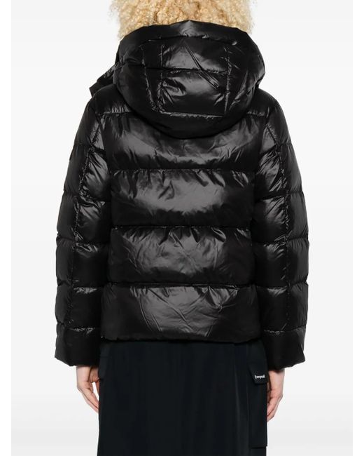 Peuterey Black Modern Quilted Puffer Jacket With Double Hood