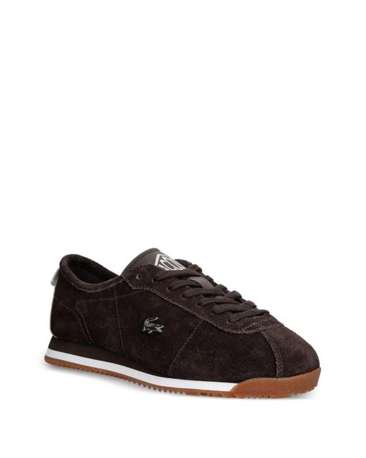 Lacoste Black Suede Logo-Patch Sneakers