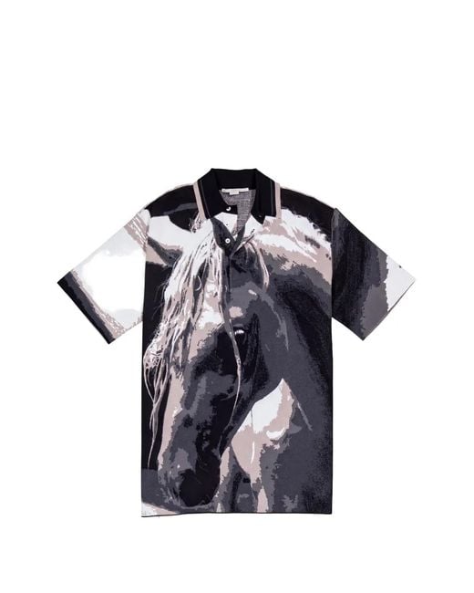 Stella McCartney Blue Horse-Print Polo Top