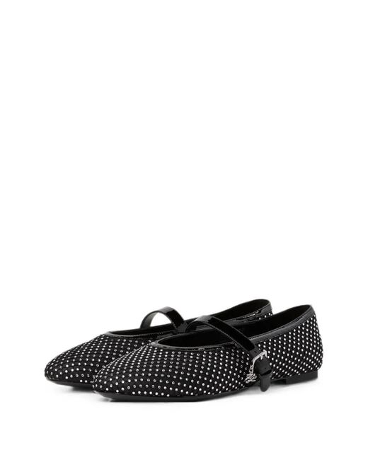 Karl Lagerfeld Black Karo Crystal-Embellished Ballet Flats