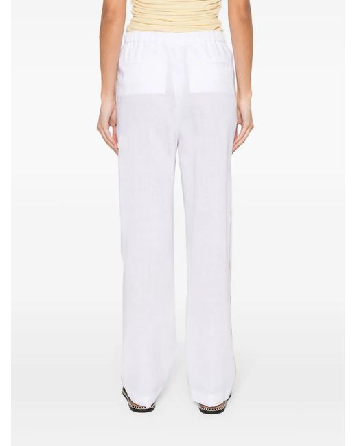 Fabiana Filippi White Chambray Pipe-Trim Tapered Trousers