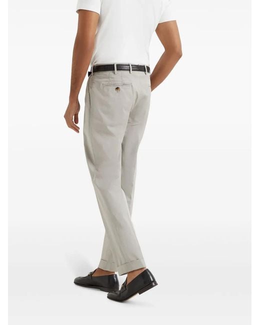 Brunello Cucinelli Gray Gabardine Garment Dyed Pants for men