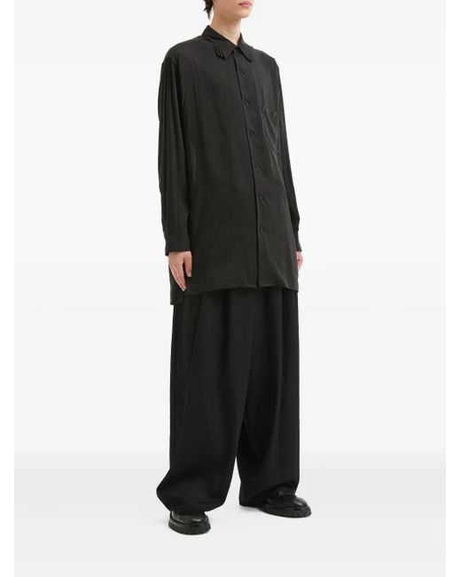 Yohji Yamamoto Black Pleated Wool Trousers for men