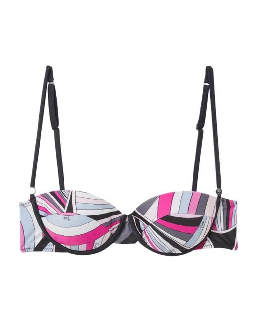 Emilio Pucci Purple Iride-Print Bikini Top