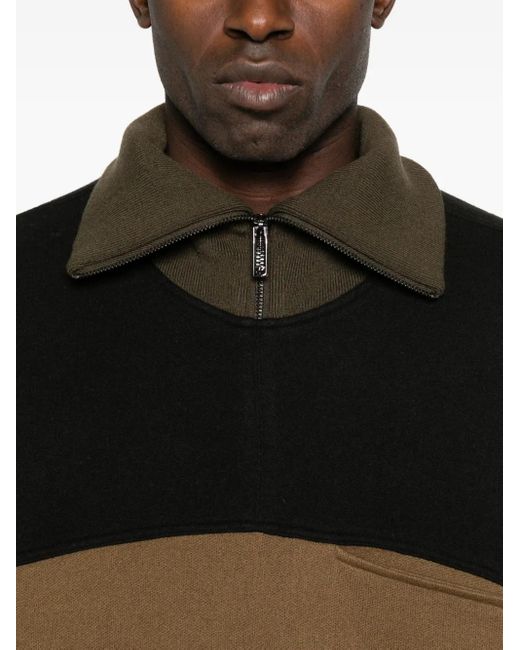 Emporio Armani Brown Colour-Block Zip-Up Sweatshirt for men