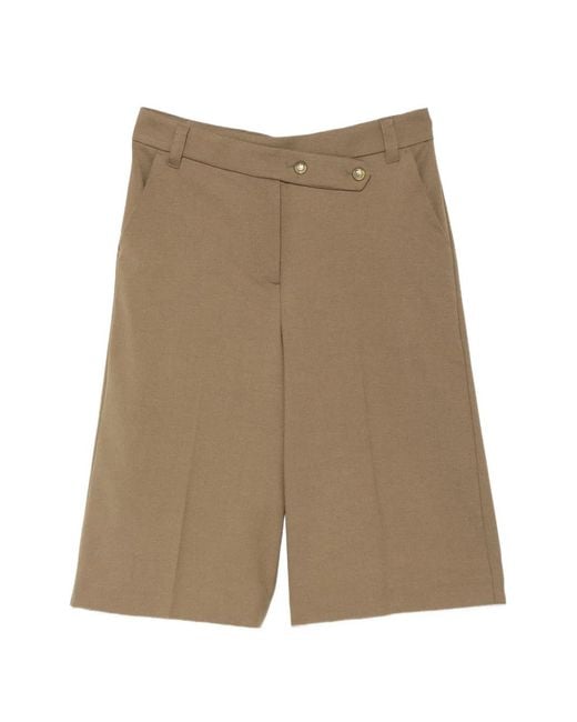 Pinko Natural Merlot Asymmetric-Waistband Tailored Shorts