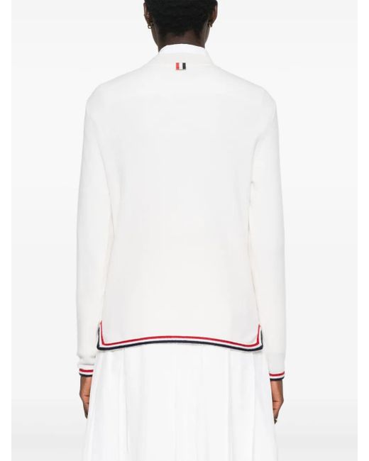 Thom Browne White Striped-Border Cashmere Jumper