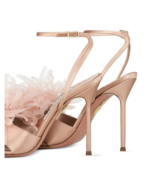 Aquazzura Pink Poème Flower-Embellished Ankle-Strap Sandals