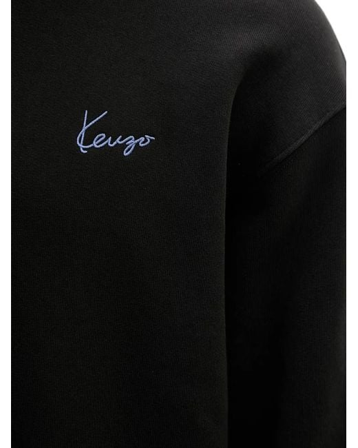 KENZO Black Signature Logo-Embroidered Sweatshirt for men