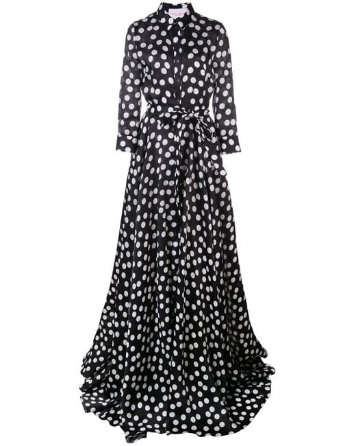 Carolina Herrera Black Polka Dot Print Dress