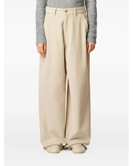 Pantalones anchos de algodón AMI de color Natural