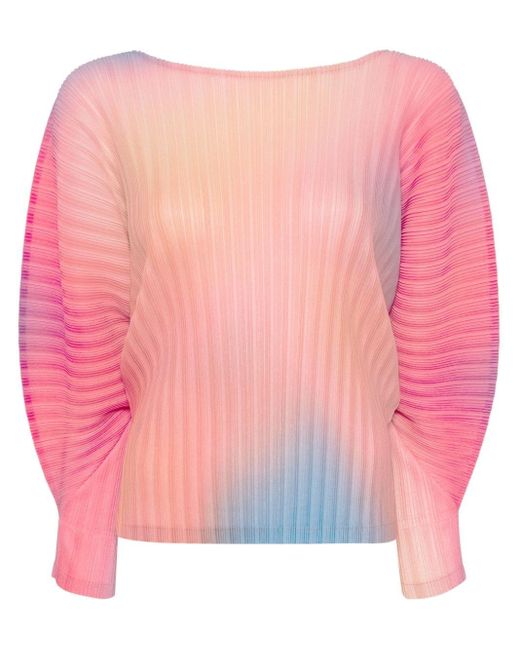 Pleats Please Issey Miyake Pink Abstract-print Plissé Shirt